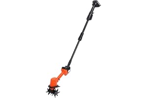 AUNMAS Cordless Mini Tiller, Powerful Tilling Performance with 4 Manganese Steel Tines 1.5Ah Battery, Lightweight Ergonomic D