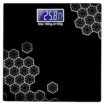STESHWK Digital Electronic Large, Thick & Heavy Duty Tempered Glass Build Personal Body Weight Scales (Black)