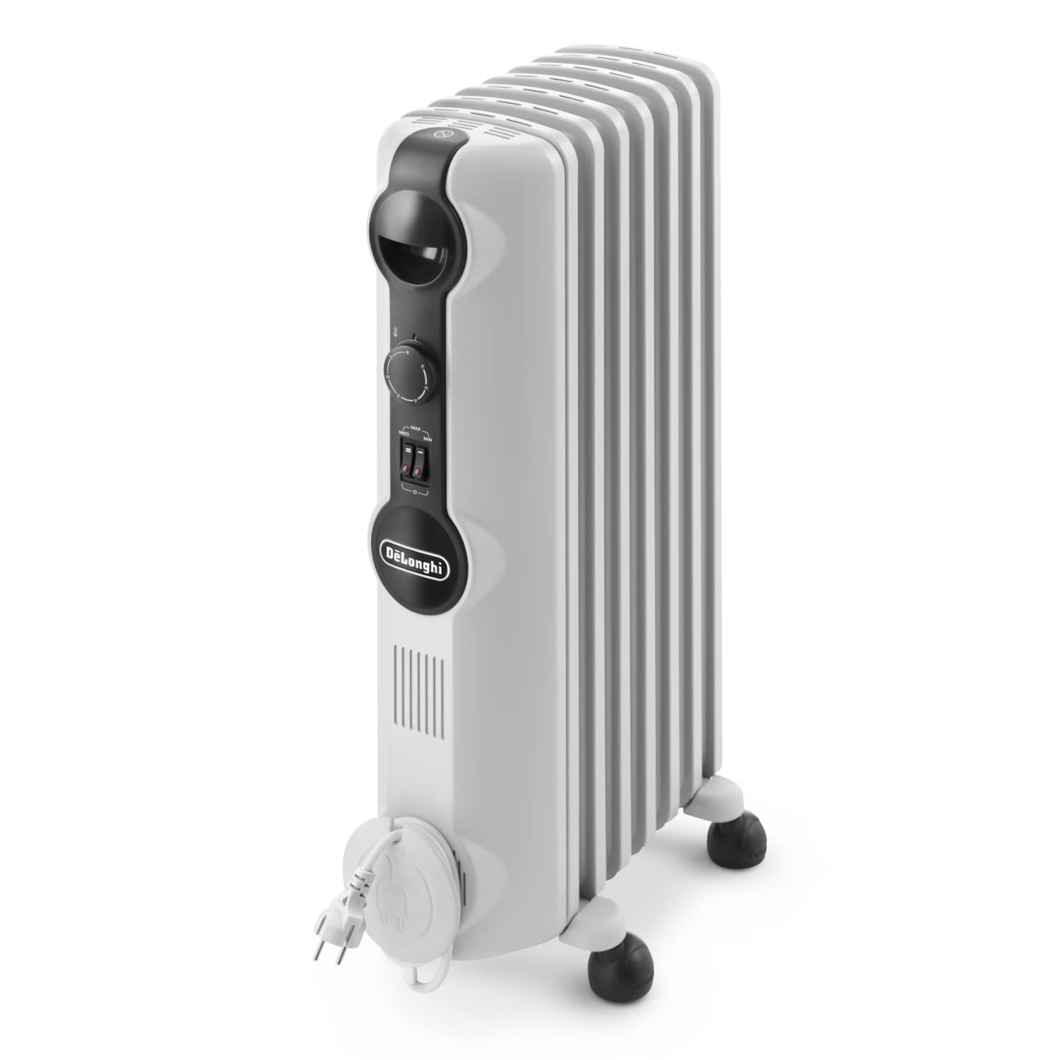 Delonghi De'Longhi Radia S Trrs0715, Radiateur Électrique pour Pièces Jusqu'à 45M³, Radiateur Bain D'Huile avec 3 Niveaux De Chauffage, Boutons Réglables, 1500W, Blanc