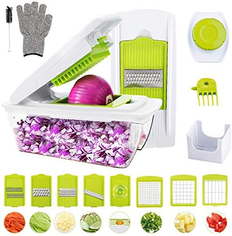 Vegetable Chopper, WOKOKO Food Chopper Cutter Onion Slicer Dicer, Veggie Slicer Manual Mandolin Slicer for Garlic, Cabbage, Carrot, Potato, Tomato, Fruit, Salad
