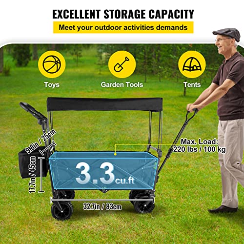 Happbuy Extra Large Collapsible Garden Cart with Removable Canopy