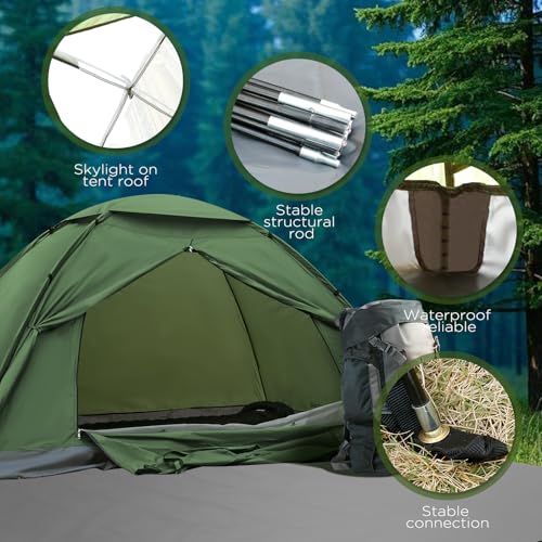 JAICOM 1-4 Person Camping Tent, Ultralight Waterproof Igloo Tents Camping Tent for 3-4 Seasons, Easy to Install, Ideal for Camping, Hiking, Beach, Climbing