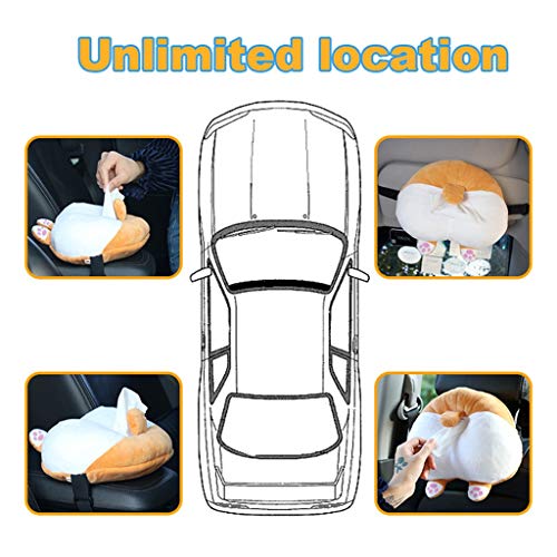 image for Youen Car Tissue Box Cover Holder, Anime Cartoon Corgi Butt Toy Paper 