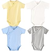 Baby Boys Girls Short Sleeves Kimono Clothes Cotton Baby Side-Snap Bodysuit Pack of Baby Layette Set