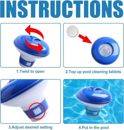 Chlorine Tablets for Pool, Swimming Pool Chlorine Dispenser Cleaning Kit,Purifier Tablets,Clean Slow Dissolving Chlorine Tabs, Prevents Bacteria & Algae(large tablet)