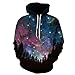 SAYM Unisex Simulation Printing Galaxy Pocket Hooded Sweatshirt