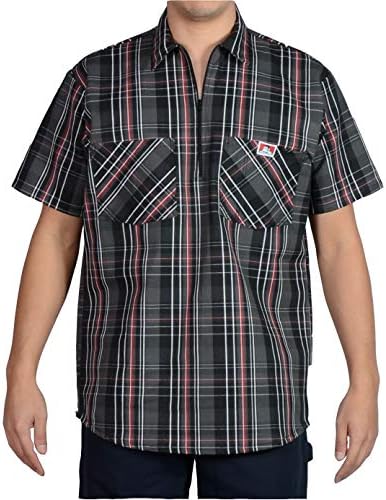Amazon.com: Ben Davis Men's Short Sleeve Plaid Half-Zip Work Shirt