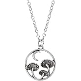 HAQUIL Magical Mushroom Necklace Charm for Women - Vintage Pendant With Round Crescent Moon - Cute Jewelry Gifts