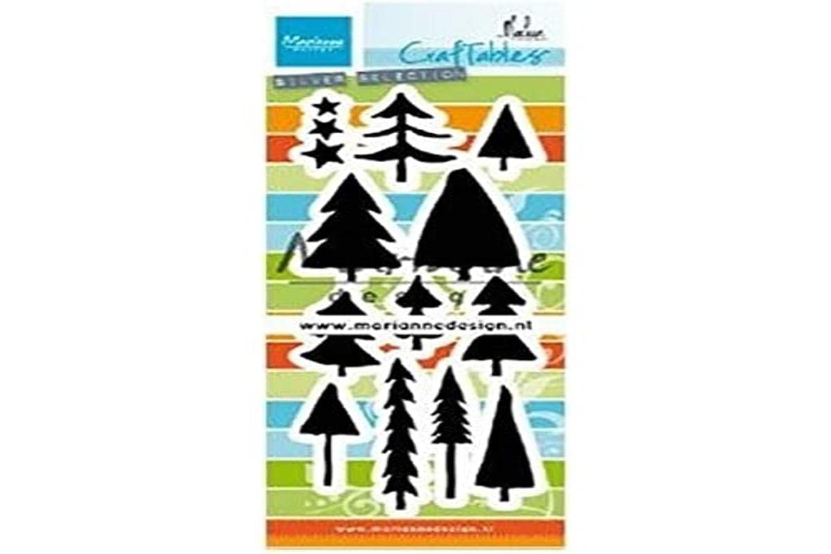 Marianne Design CR1483 Craftables Embossing and Cutting Dies Stencil, Trees, Pink, One Size