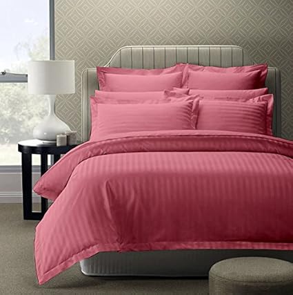 Story@Home Forever Premium 300 TC Satin Bedsheet with 2 Pillow Covers (Solid, King Size, Rouge)