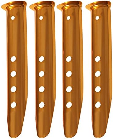 4Pack 23cm Aluminium Alloy U Shape Outdoor Camping Snow Sand Tent Peg Stakes Outdoor Camping Hike Tent Building Drill Stakes Orange (4pack 23cm gold)