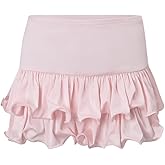FlyCC Womens Flowy Pleated Skater Skirt Basic Casual Low Waist Ruffles Flared Mini Lingerie Skirts Cute Summer Outfits