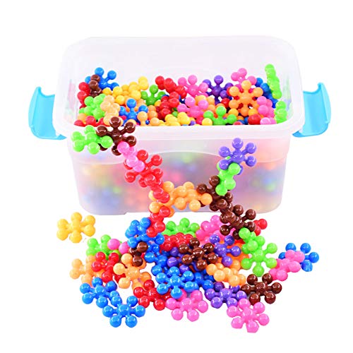 FEENM Creative Kids Brain Plum Building Blocks STEM Toys Interlocking Plastic Disc Set Snowflake for Safe, Fun, Creative Building Educational STEM Construction Toy Gift for Boys & Girls