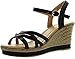 BellaMarie Nxt-10 Women Comfy Ankle Strappy Espadrille Wedge Platform Sandal,Color:Black, Size:7.5