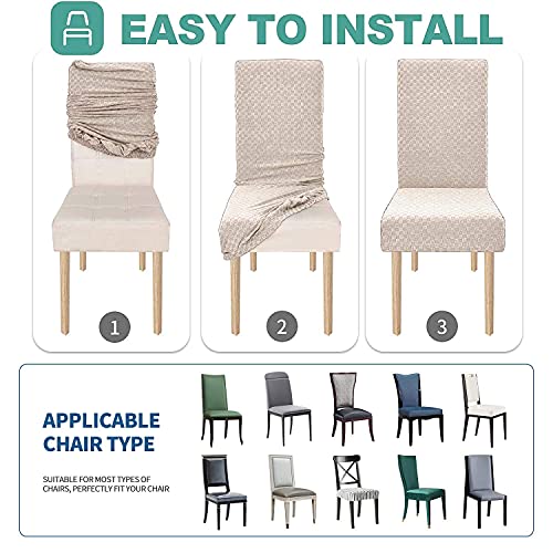 ZHZJ Chair Cover for Dining Room Set of 4，Dining Chair Slipcovers，Parsons Dining Chair Seat Covers for Kitchen Stretch Removable Washable，Beige 4
