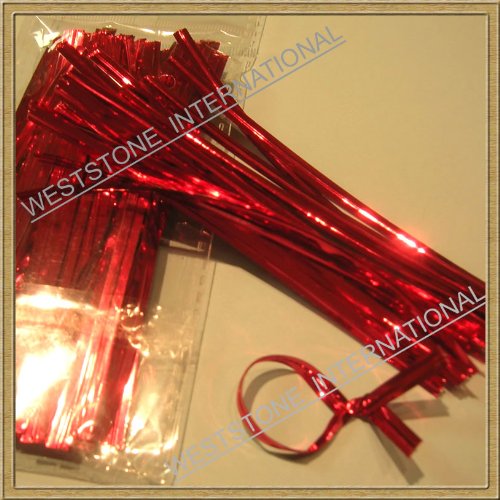 Weststone - 200pcs 4" Metallic Red Twist Ties