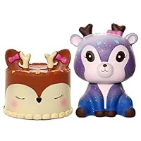 Fuyage Kawaii Deer Cake with Galaxy Deer Squishies Slow Rising Jumbo Squishy Squeeze Toys for Kids and Adults