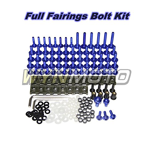 WYNMOTO Full Motorcycle Fairing Bolt Kit For Honda CBR1000RR 2008 2009 2010 2011 New Body Screws Aluminum Fasteners Hardware Clips (Blue)