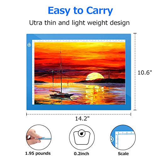 A4 Dimmable Brightness LED Artcraft Light Box Tracer Slim Light Pad Portable Tablet, ME456 USB Power Cable Copy Drawing Board Tracing Table for Artists Designing, Animation, Sketching (Blue)