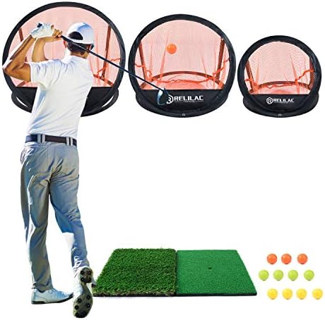 RELILAC Golf Chipping Net (3 pcs)- Indoor/Outdoor Golfing Target Accessories for Backyard Accuracy and Swing Practice – Great Gifts for Men, Dad, Mom, Husband, Women, Kid, Golfers RELILAC Golf Chipping Net (3 pcs)- Indoor/Outdoor Golfing Target Accessories for Backyard Accuracy and Swing Practice – Great Gifts for Men, Dad, Mom, Husband, Women, Kid, Golfers
