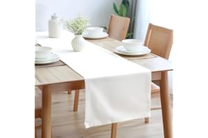 ENCASA XO Encasa Table Runner 13x72 in Long | Cotton Canvas Fabric | White Solid Color | Machine Washable & Durable