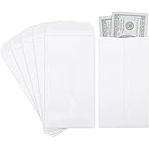 ValBox 3.5x6.5 Money Envelopes, White Kraft #7 Coin Envelopes, Small Parts Envelope with Gummed Flap for Seed, Cash, Budgeting (Pack of 100)