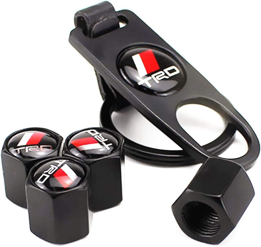 BWONE Car Tire Stem Valve Caps(4PCS) Wrench Keychain(1PCS) Auto Decoration Accessories Universal Stem Covers Fits Cars, SUVs,Trucks,Motorcycles,Bikes