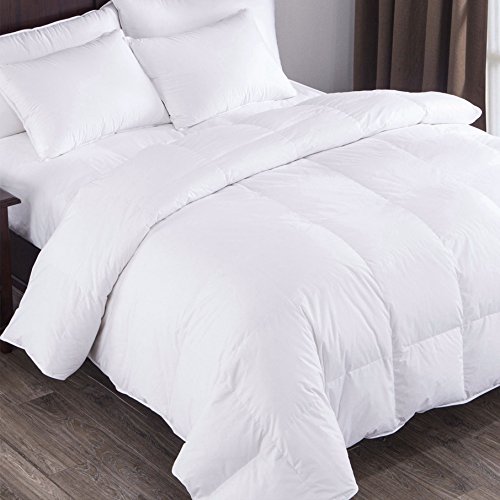 PUREDOWN White Down Comforter, Year Round Use, 100%Cotton, 600 Fill Power, 233 Thread Count , Twin Size, White