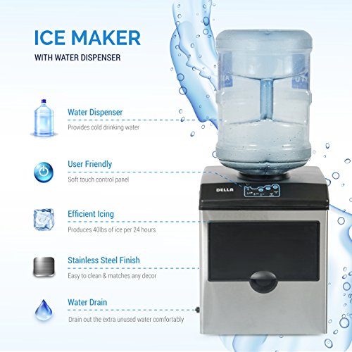Della Stainless Steel Water Dispenser w/BuiltIn Ice Maker Machine