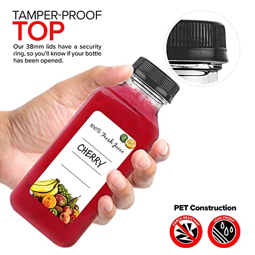 12 oz Plastic Bottles with Caps (100 Pack) Reusable Clear Empty Juice