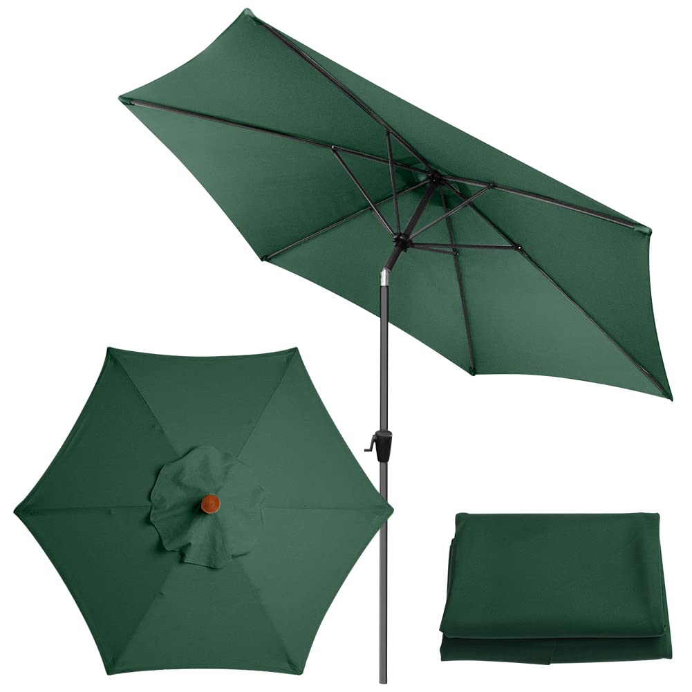 Roadtime 9.8 Ft Replacement Parasol Canopy, Universal Umbrella Replacement Cloth, Garden Parasol Sunshade Cover for Garden Patio Yard Beach Pool Market Table (3m/6 Ribs,Green)