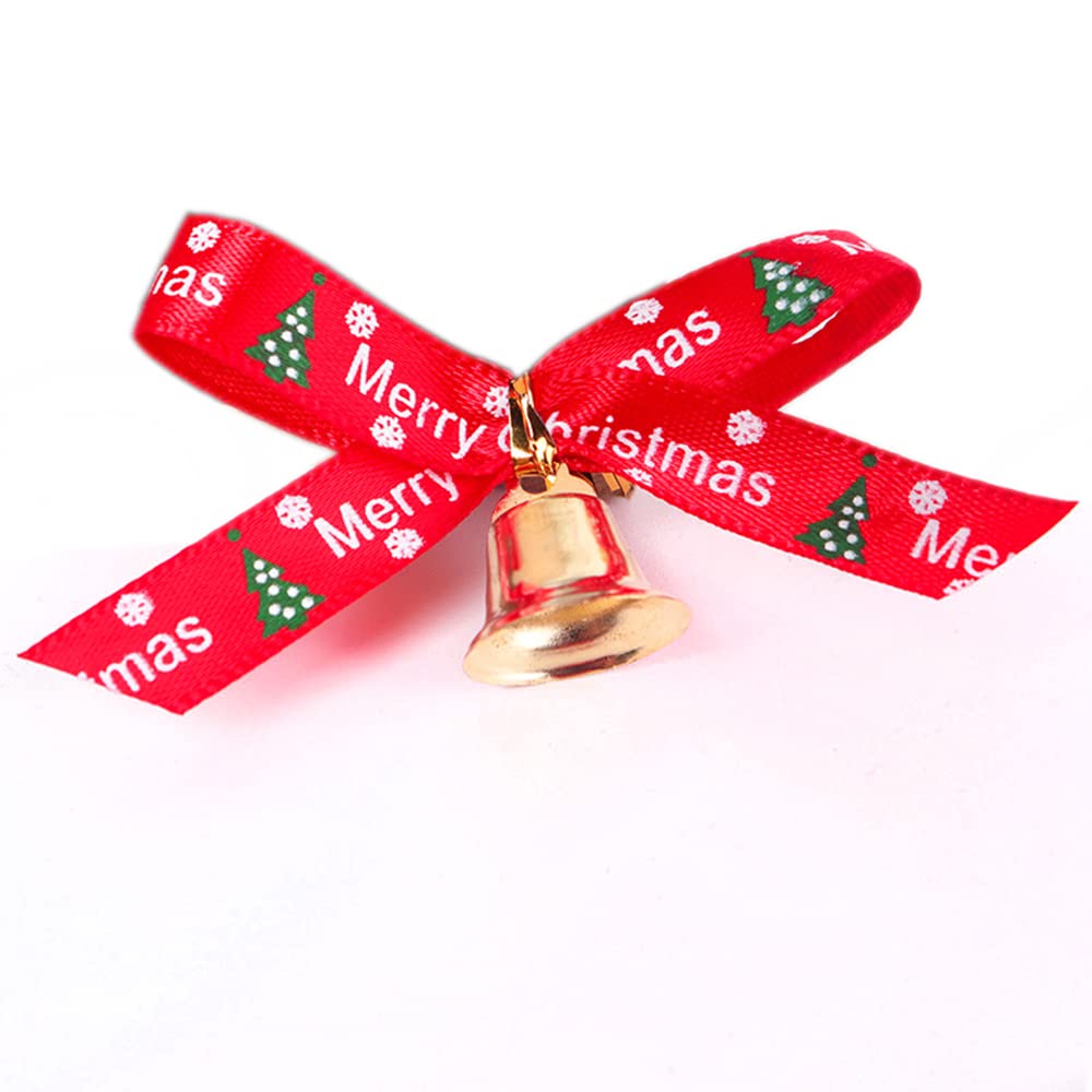 Pack of 10 Christmas Gift Bows with Bells, Small Christmas Arch Christmas Wreath Bow, Christmas Tree Decorative Bows Ornaments for Christmas Party Gifts Wrapping Crafts, Christmas Tree