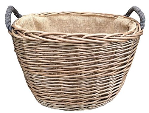 Medium Oval Hessian Lined Log Basket