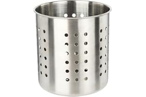 SAIVEINA Stainless Steel Utensil Holder Kitchen Holder Restaurant Cooking Utensil Holder for Forks Spatula, 5.3'' x 5.1" Round Utensil Organizer