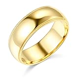 Wellingsale 14k Yellow Gold Solid 7mm Regular Fit