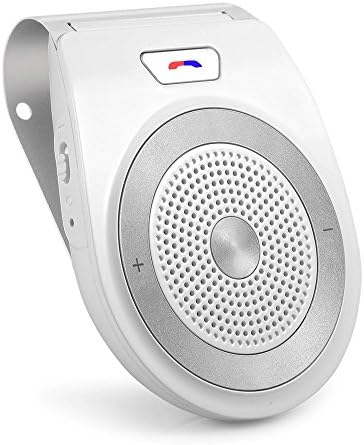 Car Speakerphone QOFOWIN Bluetooth 4.1 Portable Hands-Free Sun Visor Car Kit Multipoint Wireless Connection A2DP Streaming Car Kit For iPhone, iPad, Samsung, HTC, LG, Android (white)