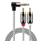 3.5mm to RCA Cable,CableCreation 3 Feet Angle 3.5mm Male to 2RCA Male Auxiliary Stereo Audio Y Splitter Gold-Plated for Smartphones, MP3, Tablets, Speakers,Home Theater,HDTV,1m