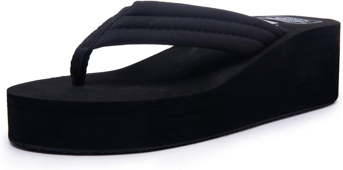 Kool Classic Women's Summer Platform Flip Flops Thong Wedge Beach Sandals Shoes Black 40 M EU=9.5 B(M) US