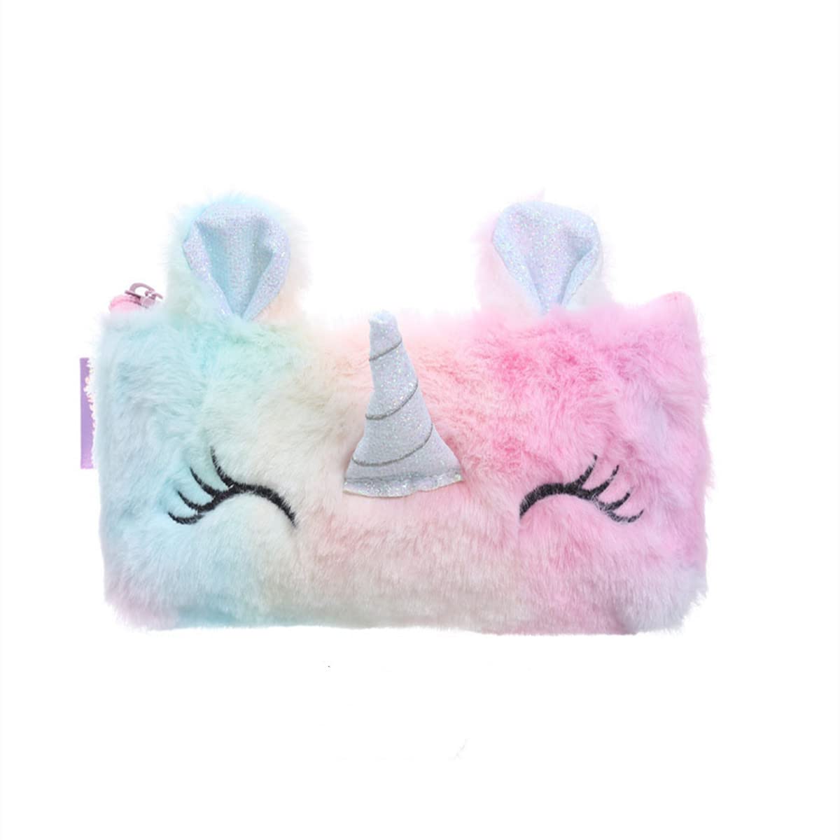 QCVENL 1 Pcs Unicorn Pencil Case Plush Unicorn Pouch Cute Makeup Bag Cosmetic Pouch Bag Large Stationery Pouch for Girl Child School Home Use