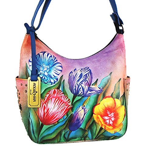 Anuschka hand painted genuine leather hobo handbag (tur…