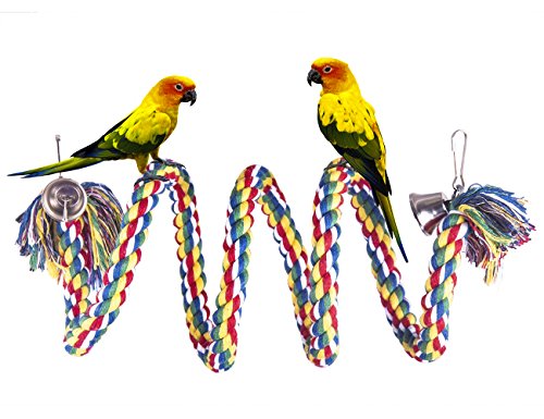 OnePlus Colorful Bird Perch Natural Dye Rope Parrot Chewing Toy Sturdy Bird Swing for Bungees, Parakeets, Cockatiels and Macaws (59 in) OnePlus Colorful Bird Perch Natural Dye Rope Parrot Chewing Toy Sturdy Bird Swing for Bungees, Parakeets, Cockatiels and Macaws (59 in)