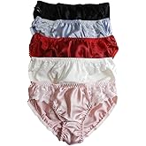 Yavorrs 5PCS Women 100% Silk Panties Lace bikini Size S M L XL (Multicoloured)