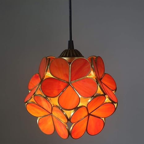 Amazon Co Jp プレミアムティファニースタイルのペンダントライトステンドグラスの花びらランプシェード手作りの装飾的なペンダントライト感謝祭キッズルームダイニングルーム用 C Diy 工具 ガーデン