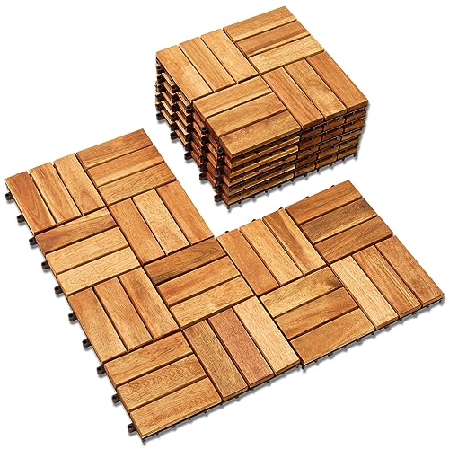 Interlocking Deck Tile (Pack of 10, 12"x12") Acacia Hardwood Deck Tile