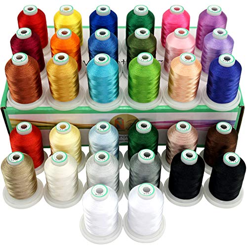 New brothread 32 Spools Polyester Embroidery Machine Thread Kit 1000M (1100Y) Each Spool - Colors Compatible with Janome and Robison-Anton Colors - Assortment 1