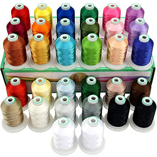 Big Save! New brothread 32 Spools Polyester Embroidery Machine Thread Kit 1000M (1100Y) Each Spool- ...