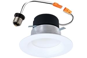 HALO 4 inch LED Recessed Light Trim with 5 Selectable Color Temperatures, Dimmable Can Light for Ceiling Retrofit LT4069FS1EWHR