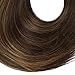 SARLA Invisible Wire Hair Extensions with 3 Clips Synthetic Wavy Curly Hairpiece Adjustable Transparent Headband for Women 16 Inch Dark Brown/Golden Blonde Highlights