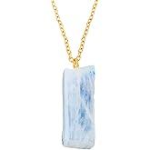 NJCRAFT Raw Gemstone Pendant Necklace for Women |Natural Healing Crystal Rough Pendant 15–25 Carat | 8–14 mm Stone |Gold Plated Chain 16+2 Inch Adjustable | Gift Jewelry