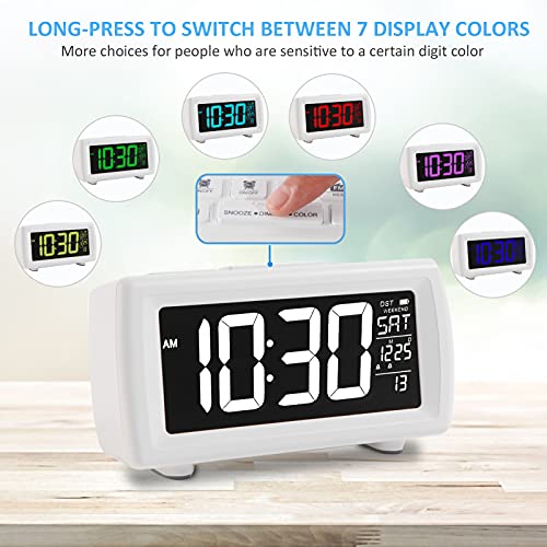 AZUTTA Digital Alarm Clock Radio 7Display Colors and 5Brightness